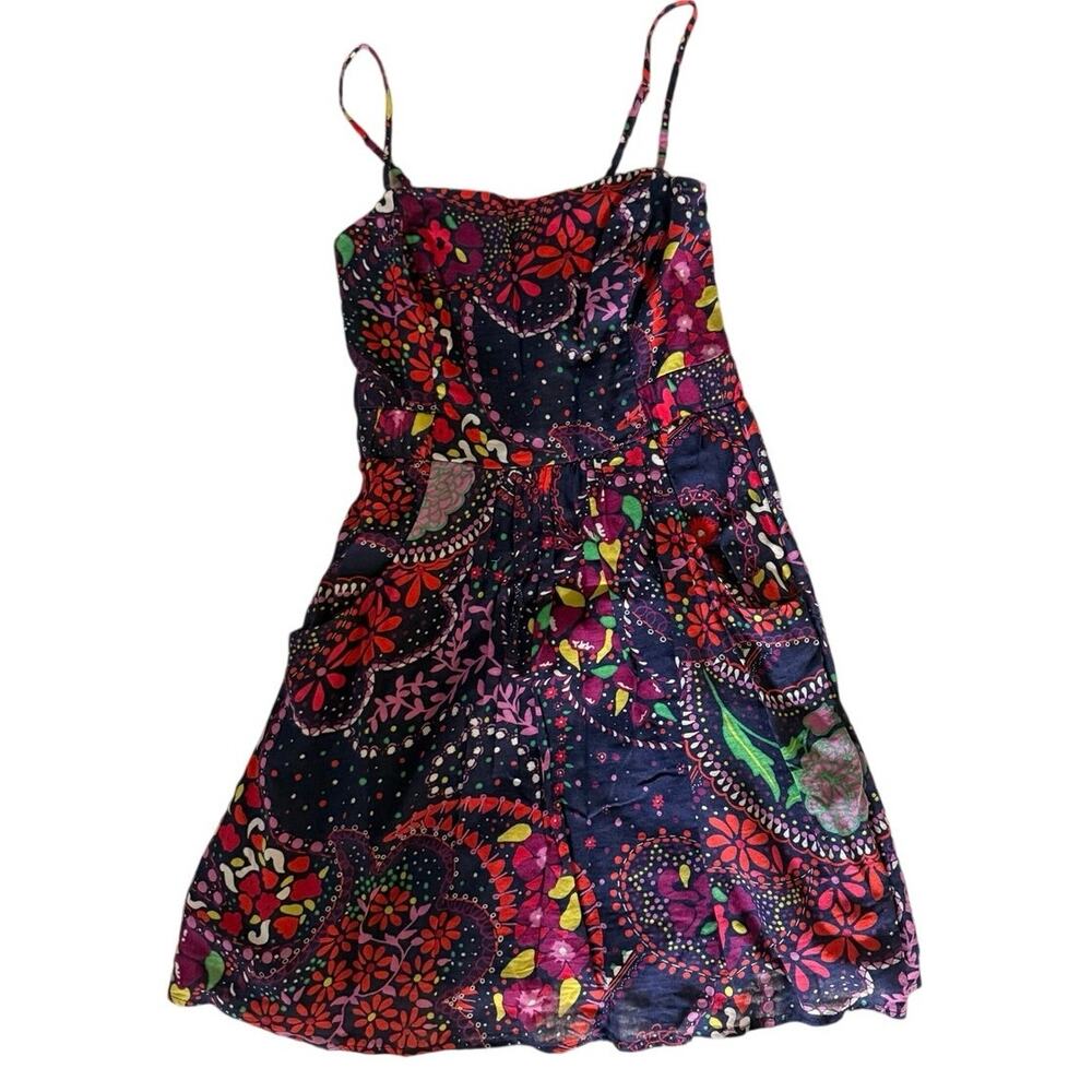 Lilly Pulitzer Navy Paisley Cotton Smocked Sundress Sz M